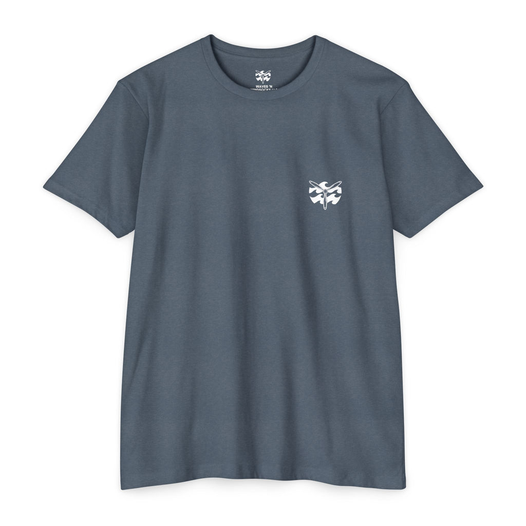 Motorcycle Beachin' - Men's Breach Tee, graphic tee, indigo, front