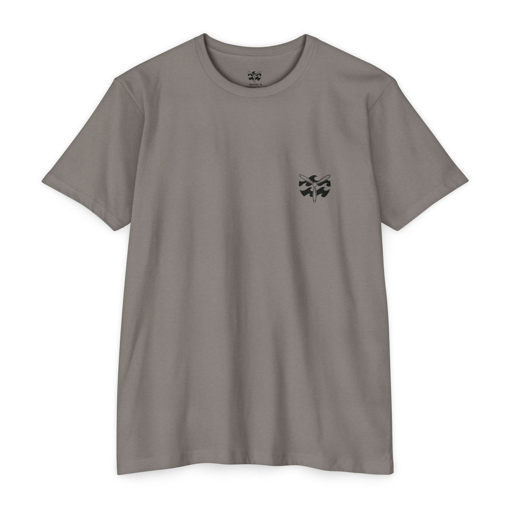 Motorcycle Beachin' - Men's Breach Tee, graphic tee, stone gray, front