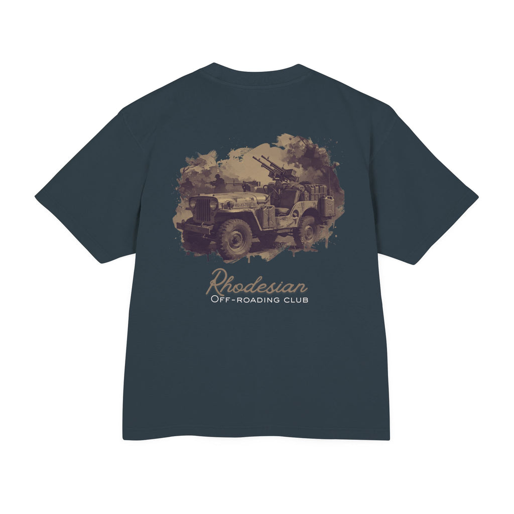 Rhodesian Off-Roading Club - Men's Juggernaut Tee, graphic tee, midnight navy, back