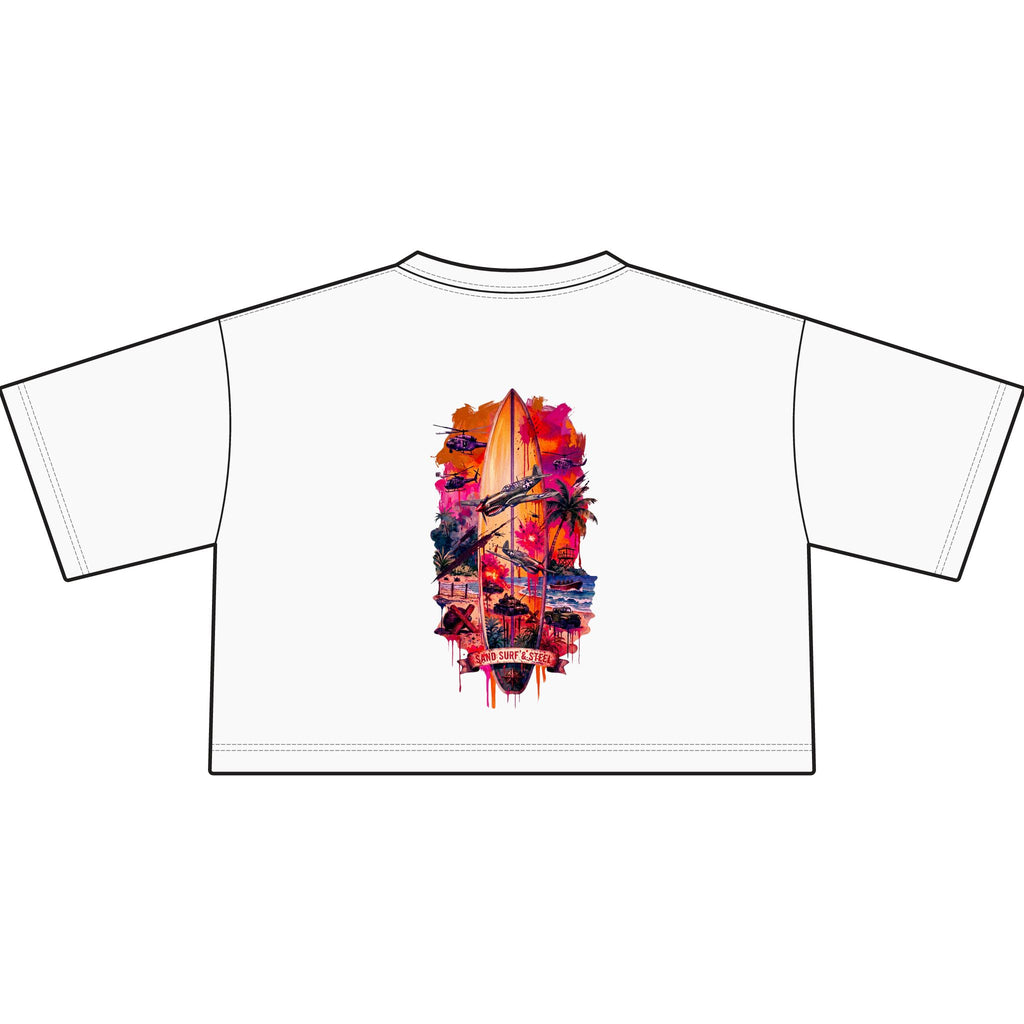 Beachbound Aviator - Women's Vesper Crop Top, graphic tee, white, back