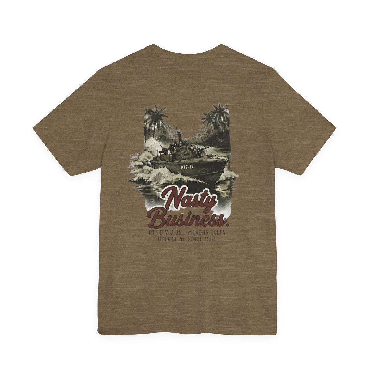 Nasty Business - Unisex Relaxed Fit Tee, graphic tee, heather olive, back