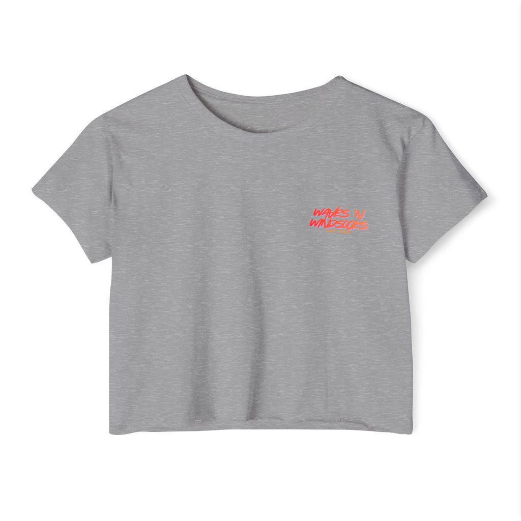 Beachbound Aviator - Women's Wisp Ultra-Lightweight Crop Top, graphic tee, cropped, heather grey, front