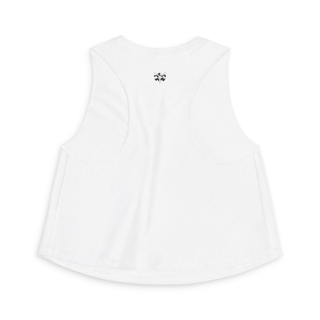 W&W Groovy - Women's Jackal Cropped Tank, graphic tee, tank top, white, back