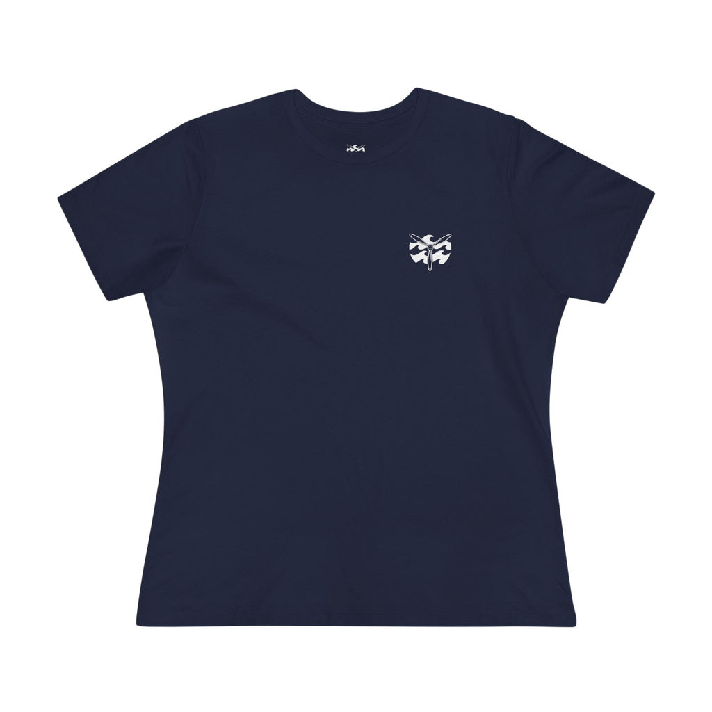 Motorcycle Beachin' - Women's Raven Tee, graphic tee, navy, front