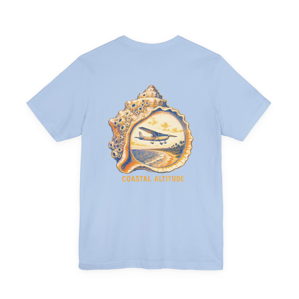 Coastal Altitude - Women's Flux Tee, graphic tee, baby blue, back
